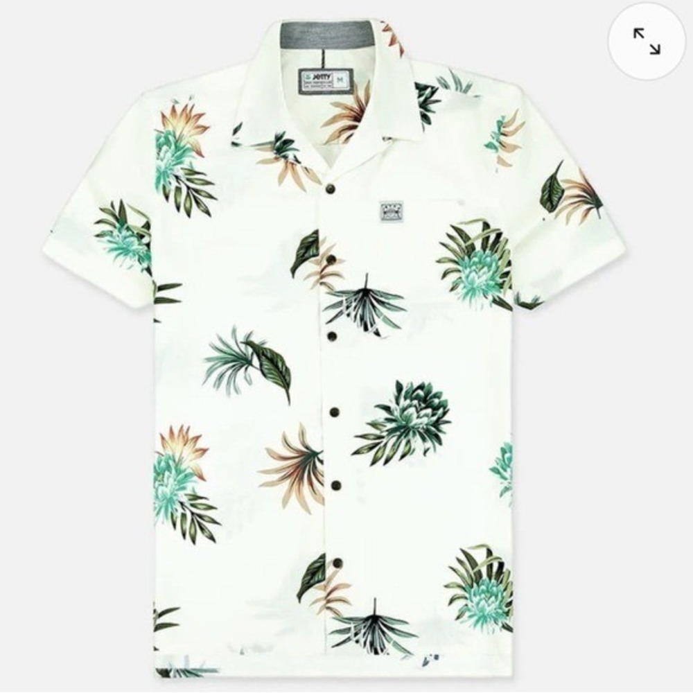 Jetty Marine Supply Dockside Party Camp Collar Pale Yellow Tropical Shirt XXL‎